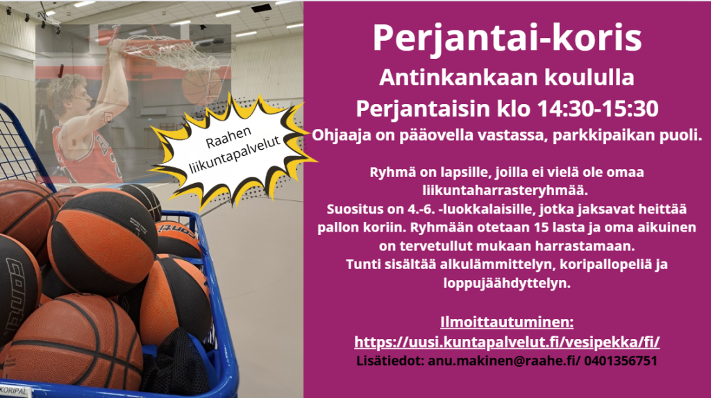 Perjantai-koris Kuvassa on koripalloja ja kerronta kerhon sisällöstä.